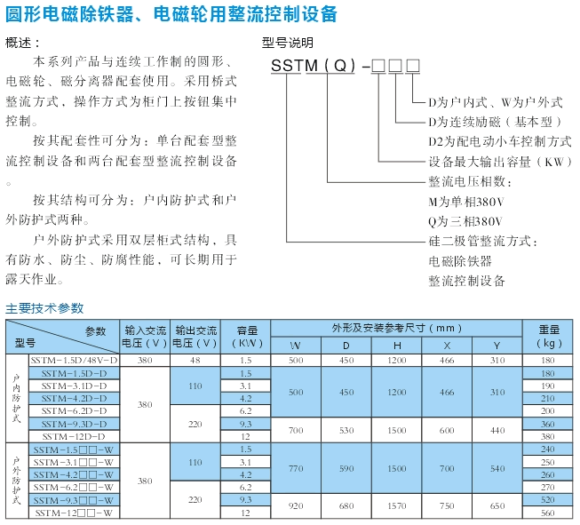 圓形電磁除鐵、電磁輪用整流控制設(shè)備